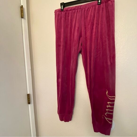 Juicy Couture hot Pink Velour velvet Jogger Gold Embroidered Logo y2k 90s XL - Picture 2 of 10
